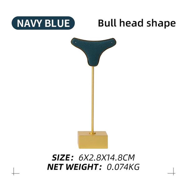 

jewelry pouches, bags microfiber metal navy blue bull head shaped display stand for femal earring necklace jewellery organizers holder 8 col, Pink;blue