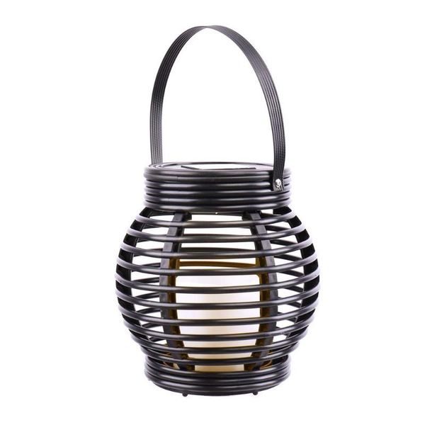 

solar lamps ip65 led light outdoor wireless powered black rattan lantern garden lamp for wedding cafe balcony decoration