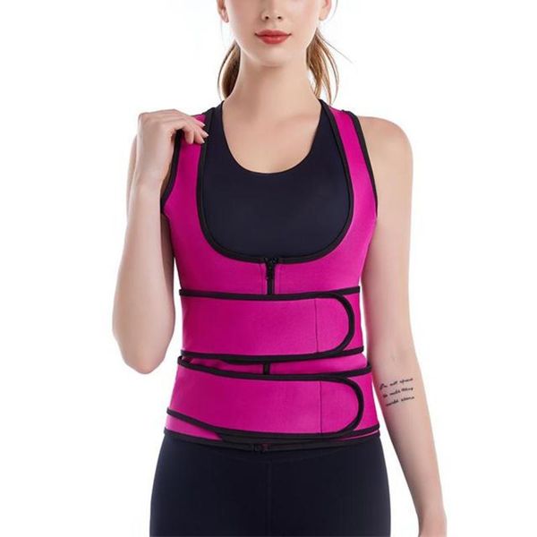 

women's shapers shaperwear waist trainer adjustable zipper vest weight loss cincher body shaper tummy control strap slimming fitness be, Black;white