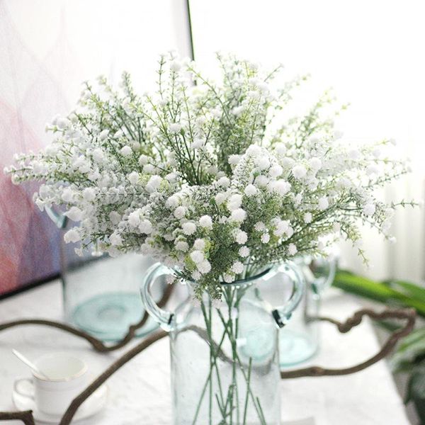 

6pcs/set babies breath artificial flowers fake gypsophila diy floral bouquets arrangement wedding home garden party decoration decorative &