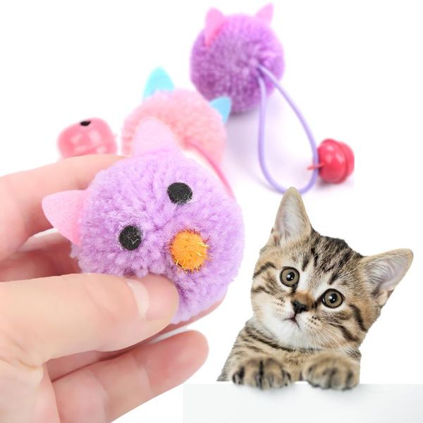 

cat toys plush mouse head shape bells self hi funny colorful elf fun pet collars supplies