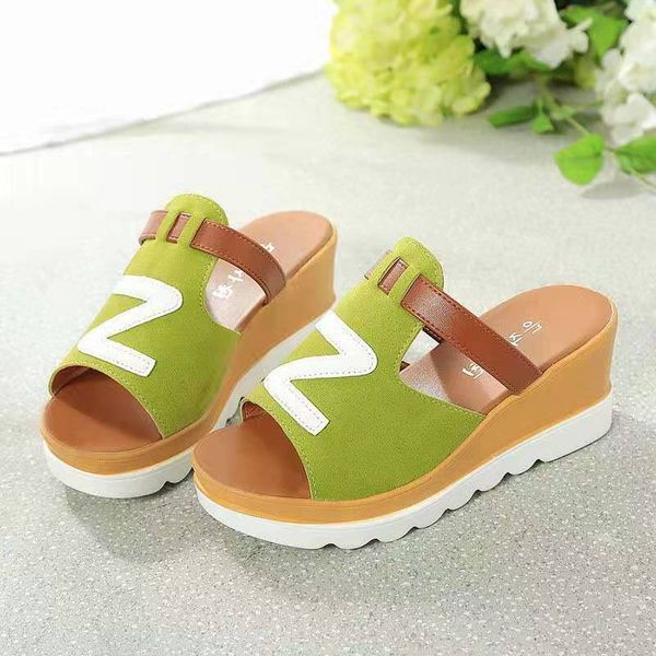 

slope heel women slippers wedgies lady shoes, Black