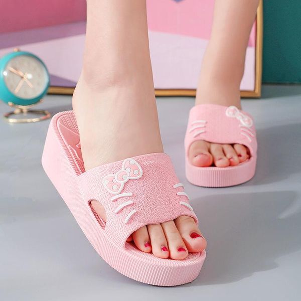 

slippers shoes women female summer antiskid sandals red fashion high heel sandalias mujer, Black
