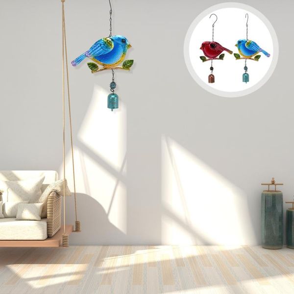 

decorative objects & figurines 2pcs bird shaped wind chime creative metal bell garden home decor red blue