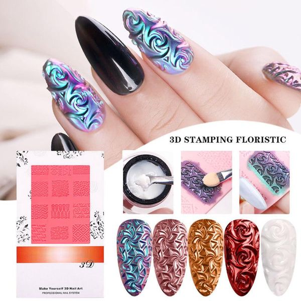 

nail art kits printing silicone template 3d manicure relief soft mold beauty accessories for painting shra889