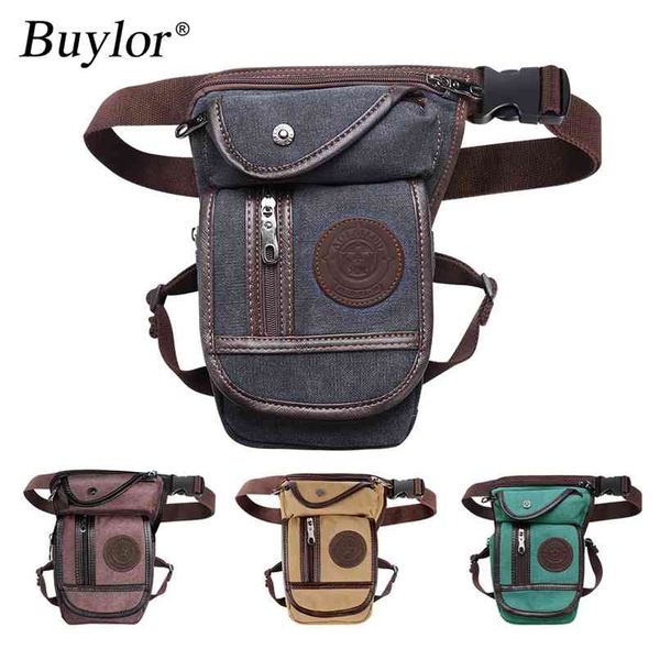 

buylor drop leg bag vintage thigh pack fanny military motor cycle messenger canvas/nylon shoulder riding waist 210823