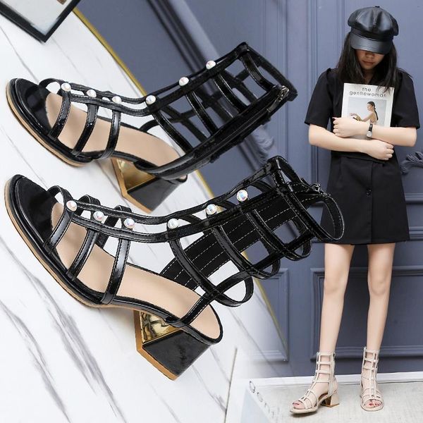 

sandals roman high women's dress outdoor fashion casual summer cold boots, Black