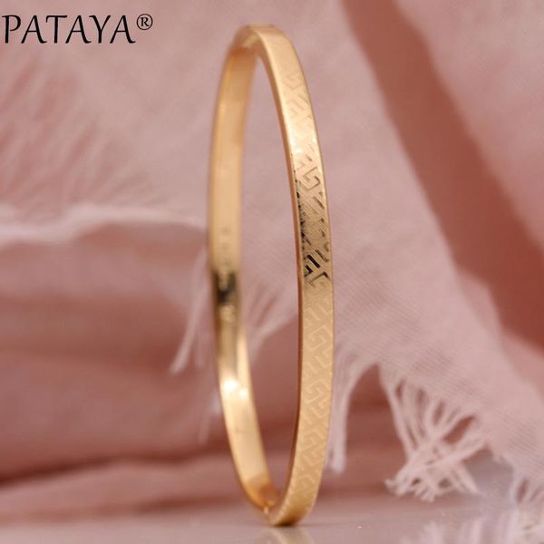 

bangle pataya hollow luxury women bangles white natural zircon fashion jewelry 585 rose gold asymmetry wedding fine square, Black