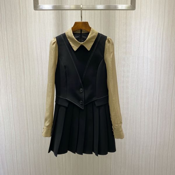 

new crimping vest dress, Black;gray