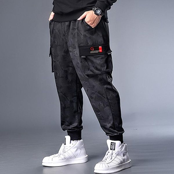 

men casual trousers jogging plus size xl-7xl pants male gray camouflage black pocket loose long men's