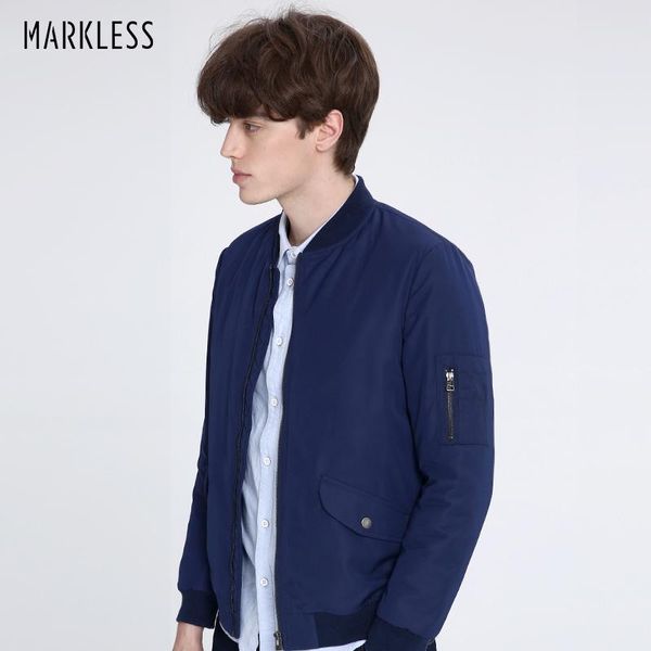 

men's jackets markless brand 2021 spring autumn slim fit baseball jacket navy blue solid color fashion casual 7204, Black;brown