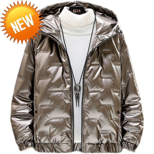 

2021 winter down jacket men thick warm ultralight white duck coat male hooded mens clothing casual outwear, Black