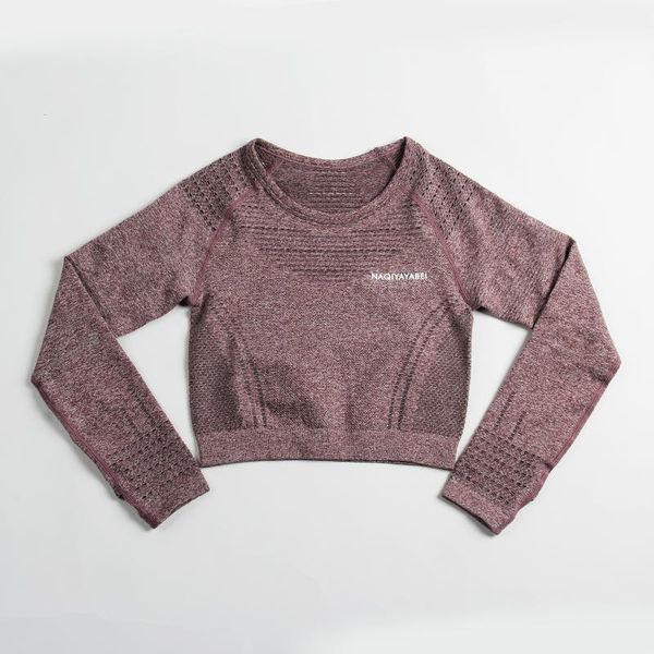 

yoga outfits ladies sports fitness shirt gym long sleeve crop, White;red