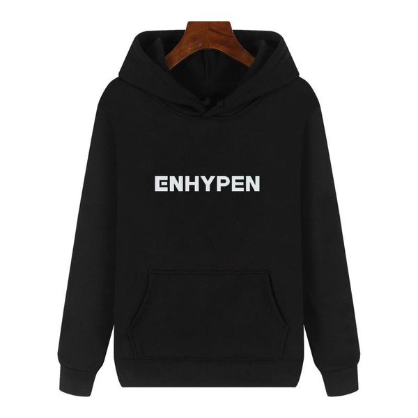 

men's hoodies & sweatshirts enhypen sweatshirt logo kpop 2021 harajuku women/men casual hooded slim pullovers, Black