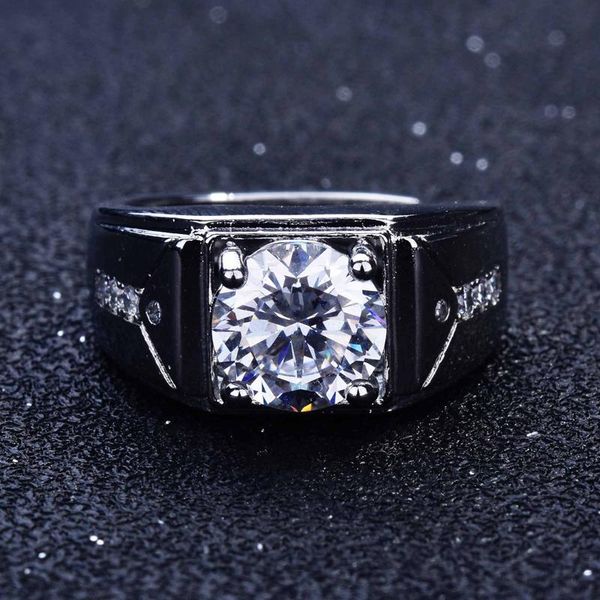 

wedding rings luxury male s925 sterling silver moissanite jewelry fashion accessories for men / engagement fine gifts, Slivery;golden