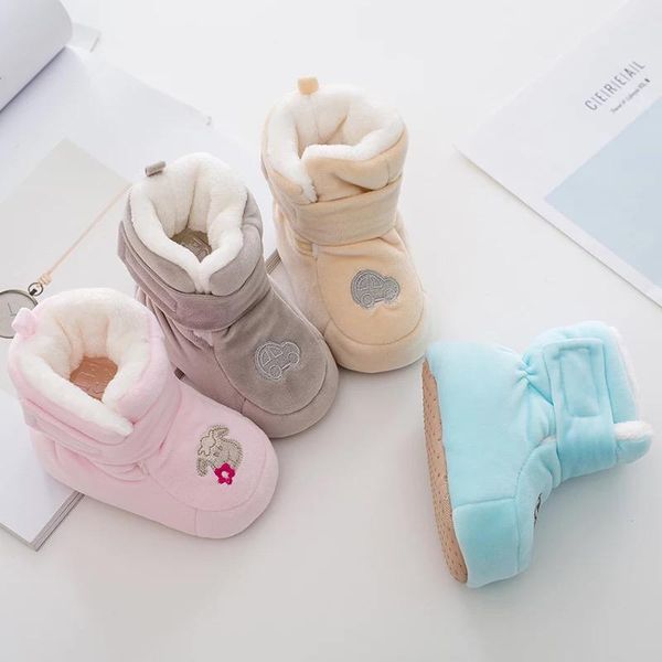 

first walkers baby plush thickened cotton shoes autumn and winter soft soled toddler boys girls born girl