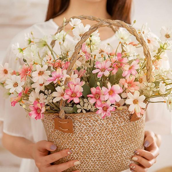 

decorative flowers & wreaths 1pc cute colorful silk daisy artificial flower diy wedding bouquet home room table decoration supplies