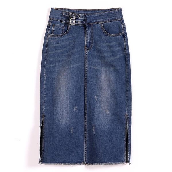 

skirts 2021 women's spring summer add fertilizer to increase denim skirt in the long large size a word, Black