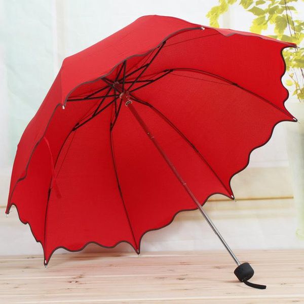 

umbrellas women rain umbrella 4 folding female handle comfortable strongly brand princess craft 92cm outdoor travel parasol