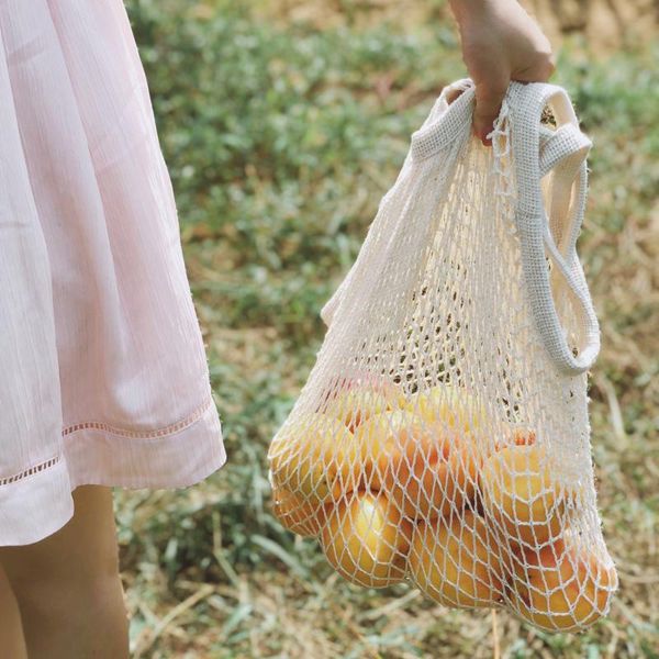 

storage bags multicolor shopping bag portable net reusable foldable fruit handbag totes mesh string 1pc