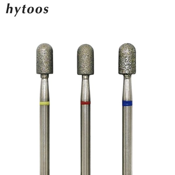 

nail art equipment hytoos column diamond drill bit 3/32" rotary cuticle burr manicure cutters accessories russian bits mills tool, Silver