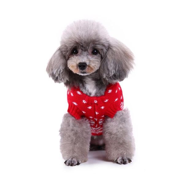 

dog apparel high-quality clothes knitted sweater pet holiday festive christmas snowflake warm in autumn and winter