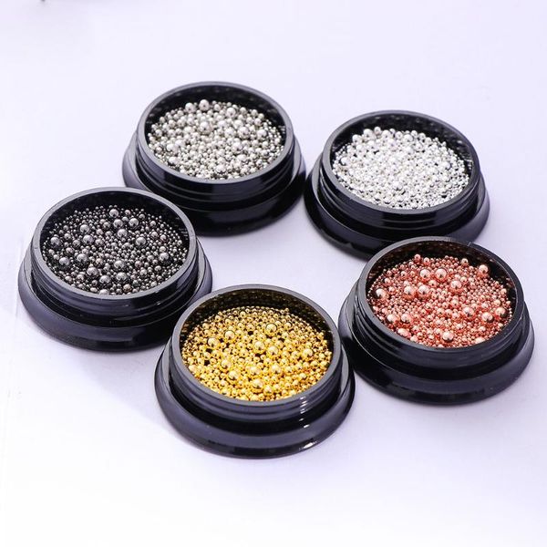 

nail art decorations artlalic mix tiny steel beads 3d design manicure jewelry rose gold silver diy decoration black, Silver;gold