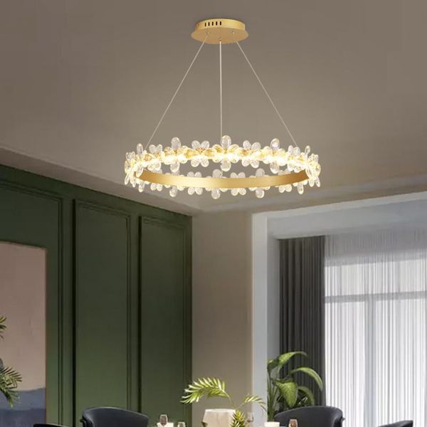 

chandeliers 2021 modern round crystal chandelier for dining room design kitchen island lighting fixtures plated chrome led cristal lustre