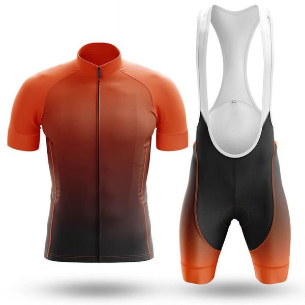 

racing sets 2021 orange gradient cycling jersey set sport team bike men clothing quick dry summer sleeve shirt bib short gel pad, Black;blue