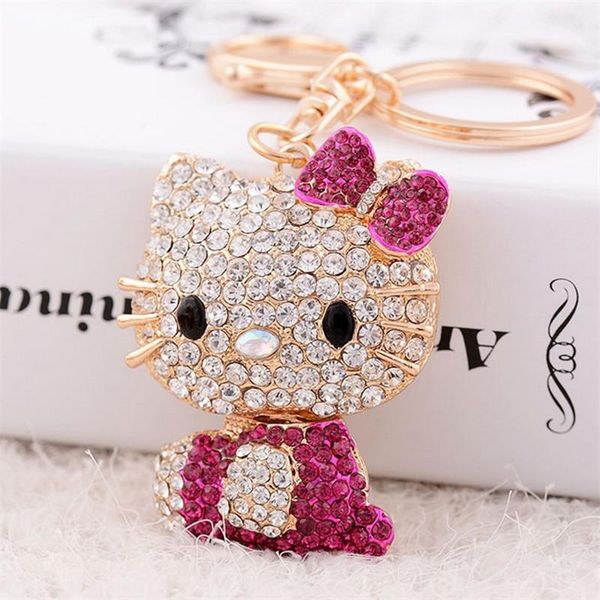 

keychains cz rhinestone cute cat metal animal key chain car keyring bag charm fashion chaveiros carro novelty souvenir gifts, Silver