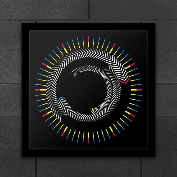 Novidade Tempo de Madeira Quadro Quadrado Mesa Relógio Placa de Rotação Setas Colorido Relógio De Parede Moderno Design Desktop Graphic Art Watch 210325