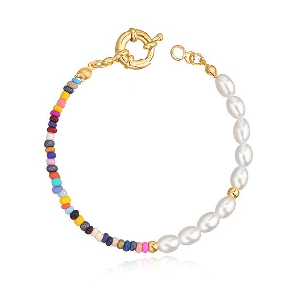 

link, chain 1pcs fashion bohemia pearl colorful beads bangle bracelet women charm party jewelry gifts, Black