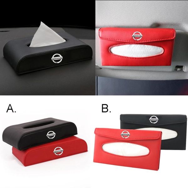 

car organizer leather tissue box sun visor hanging accessories for logo murano tiida almera altima teana x-trail xterra qashqai