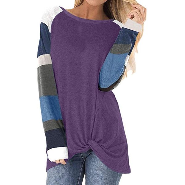 

women's t-shirt women stripe print pullover loose round collar autumn streetwear soft breathable quality 100% cotton, White