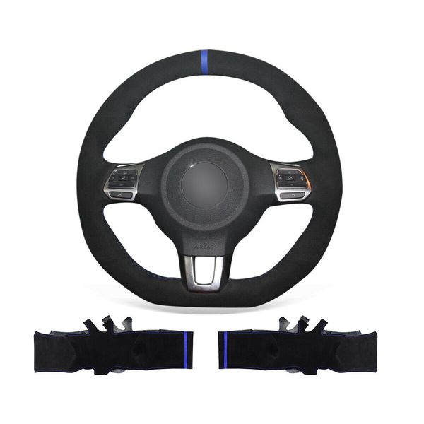 

diy custom hand stitched soft black suede steering wheel cover for vw golf r gti jetta gli tiguan