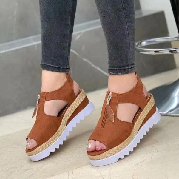 

dress shoes sandals slope heel 2021 women's high heels summer thick bottom muffin fashion women a13shoe, Black