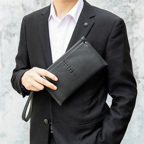 

wallets man clutch bag genuine leather wallet male slim men's luxury long black card slot money purse phone1, Red;black