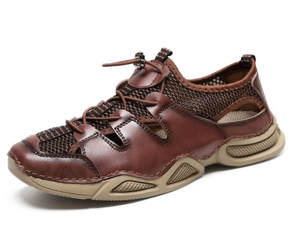 

men sandals summer comfortable soft casual beach outdoor handmade mens shoes, Black