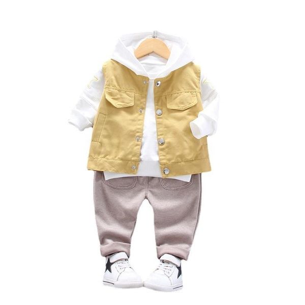 

clothing sets spring autumn baby clothes suit children fashion boys girls cotton hooded vest t shirt pants 3pcs/set toddler casual, White