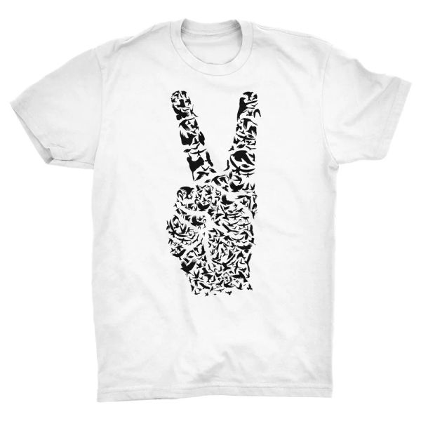 

v sign t shirt symbol of peace birds nature earth wildlife forest greenpeace, White;black