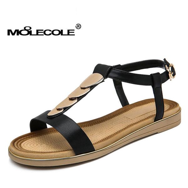 

women's bling shoes flat heel height 2.2cm buckle strap girl's good quality gift size eur35-39 model 70130 sandals, Black