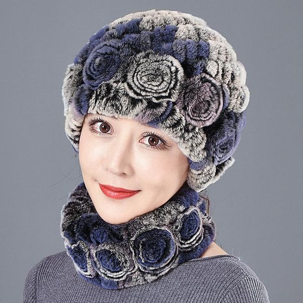 

beanies ruaaian winter outdoor lady real rex fur hat natural knitted hats women warm 100% caps