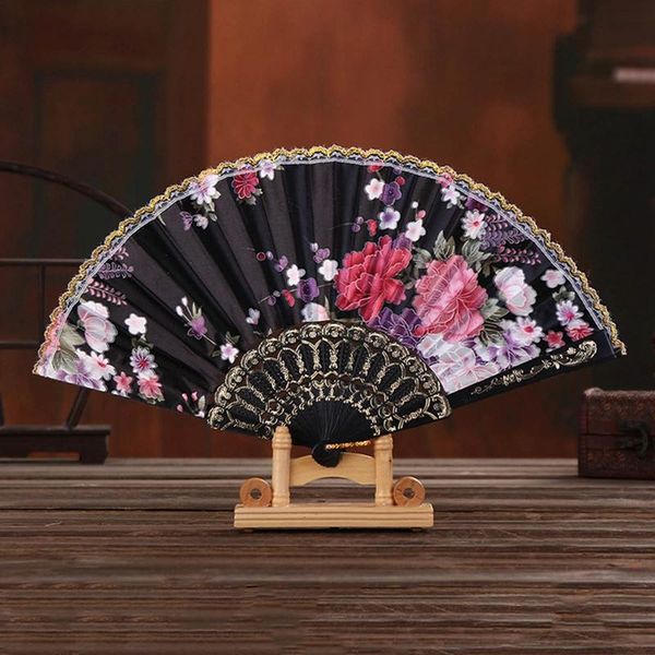 

other home decor chinese style hand held flower fan for dance party wedding colorful decorations summer vintage folding bamboo