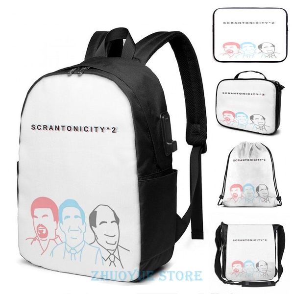 

backpack graphic print the office scrantonicity 2 band shirt usb charge men school bags women cosmetic bag travel laptop
