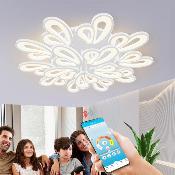 

chandeliers modern led light dimmable app remote control lamp for bedroom living room ceiling cold warm