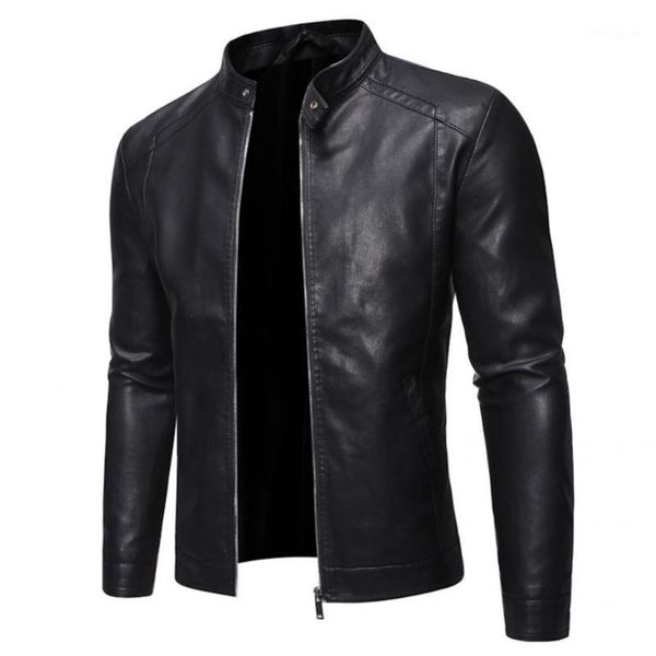 

men's jackets cardigan chic faux leather slim jacket coat autumn winter pockets for working, Black;brown