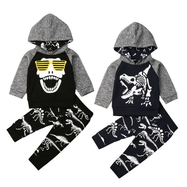 

baby spring autumn clothing toddler infant baby boy hooded outfits animal long sleeve pants dinosaur clothes set 0-4t, White