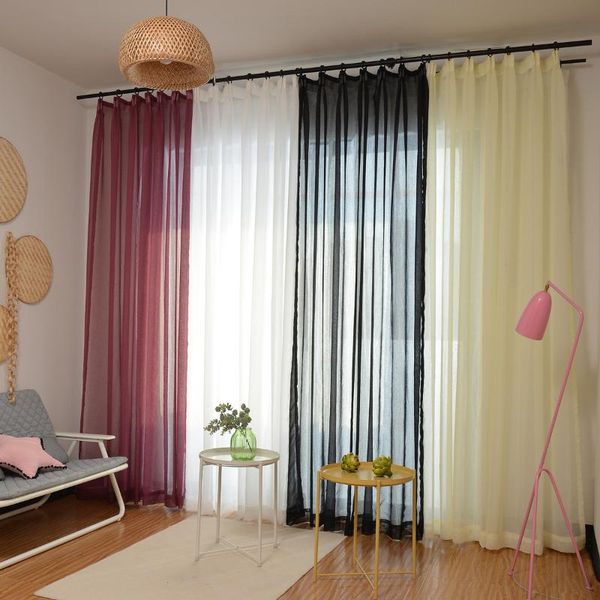 

curtain & drapes 4 colors red wine window curtains for the living room plain solid tulle sheer treatment decor salon drapery