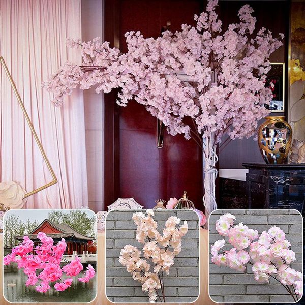 

120cm artificial simulation cherry blossom ribbon pear tree branch flowering wedding party decor decorative flowers & wreaths