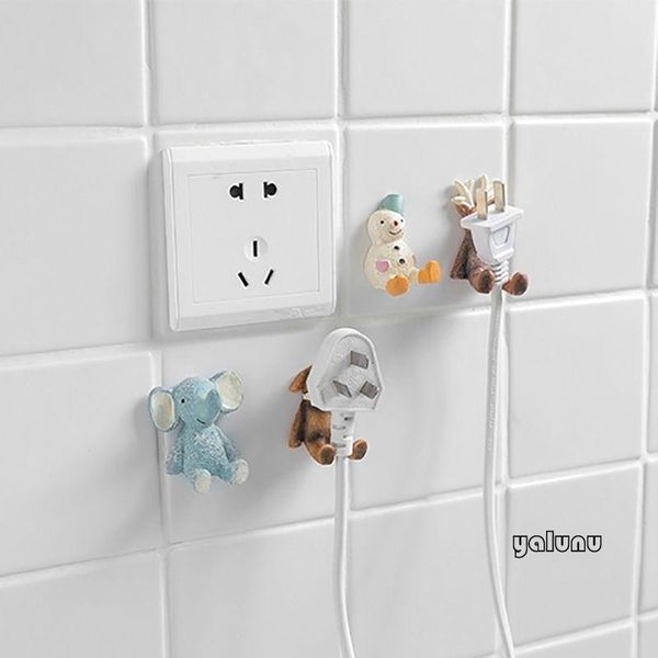 

hooks & rails creative cartoon animal seamless stickers wall hook multifunctional wall-mounted plug bracket sticky storage rack